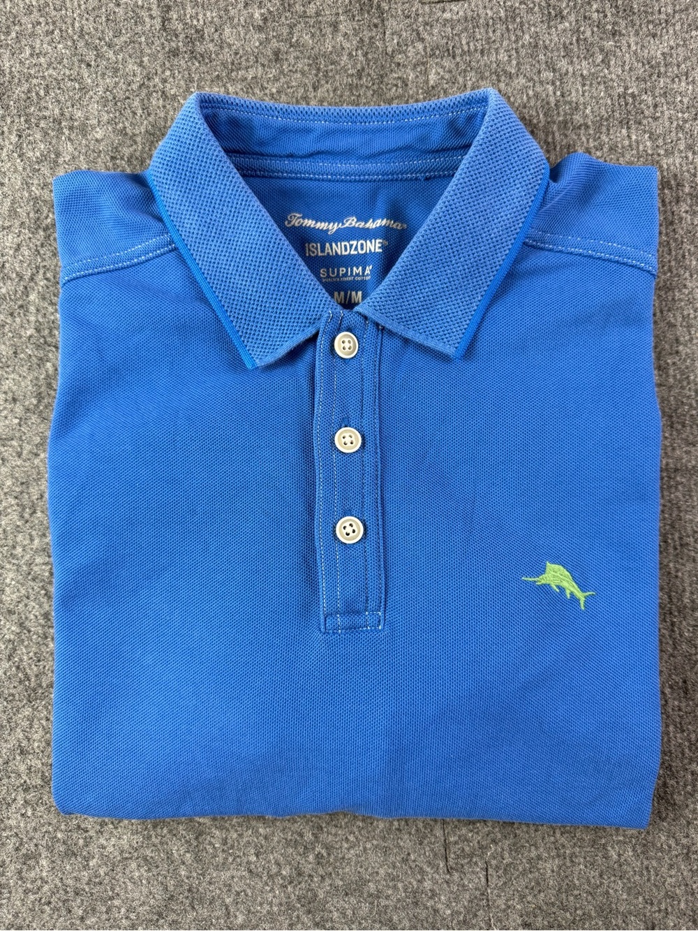 Tommy Bahama Mens Supima Cotton Blend Short Sleeve Polo Shirt Size M Blue